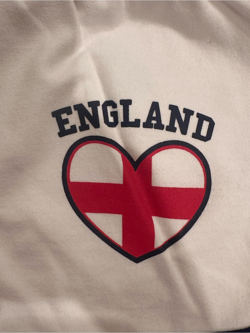 England Heart White Women's Athletic Shorts with Navy Trim